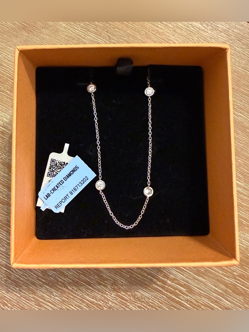 Gold and Diamond Station Necklace - Picture 4 of 5